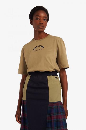 Olive Fred Perry Arch Branded Women's T Shirts | PH 2021HAPK